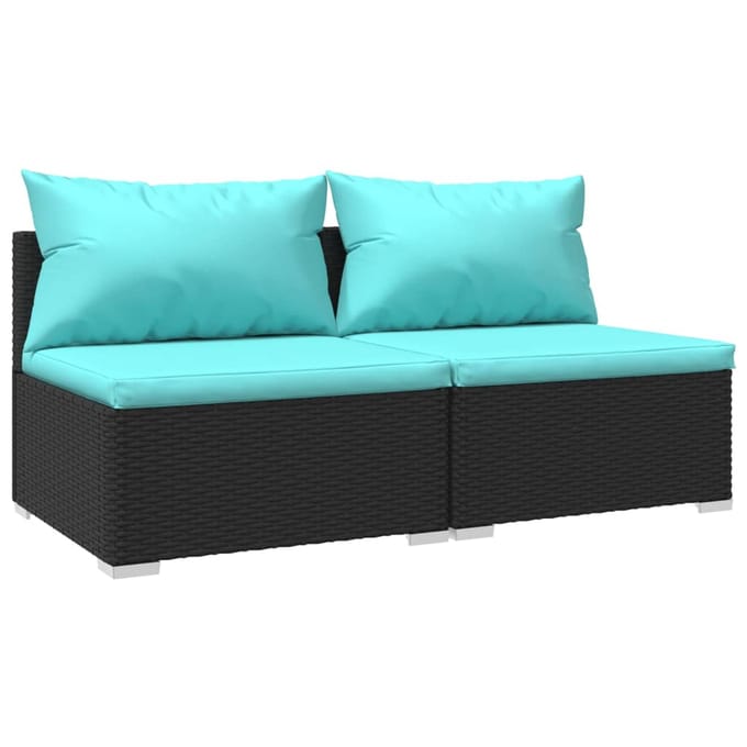 vidaXL - 2-delige - Loungeset - met - kussens - poly - rattan - zwart