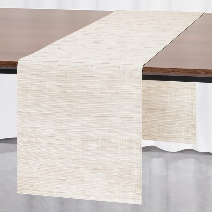 Tafelloper - Modern PVC Afwasbaar - Voor Buiten - Beige