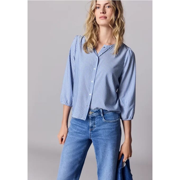 blouse met 3/4 mouwen in seersucker kwaliteit