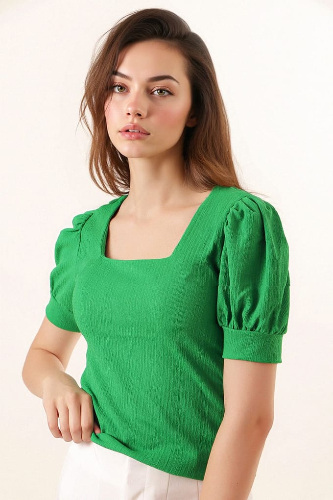 Slim Fit Vierkante Hals Blouse
