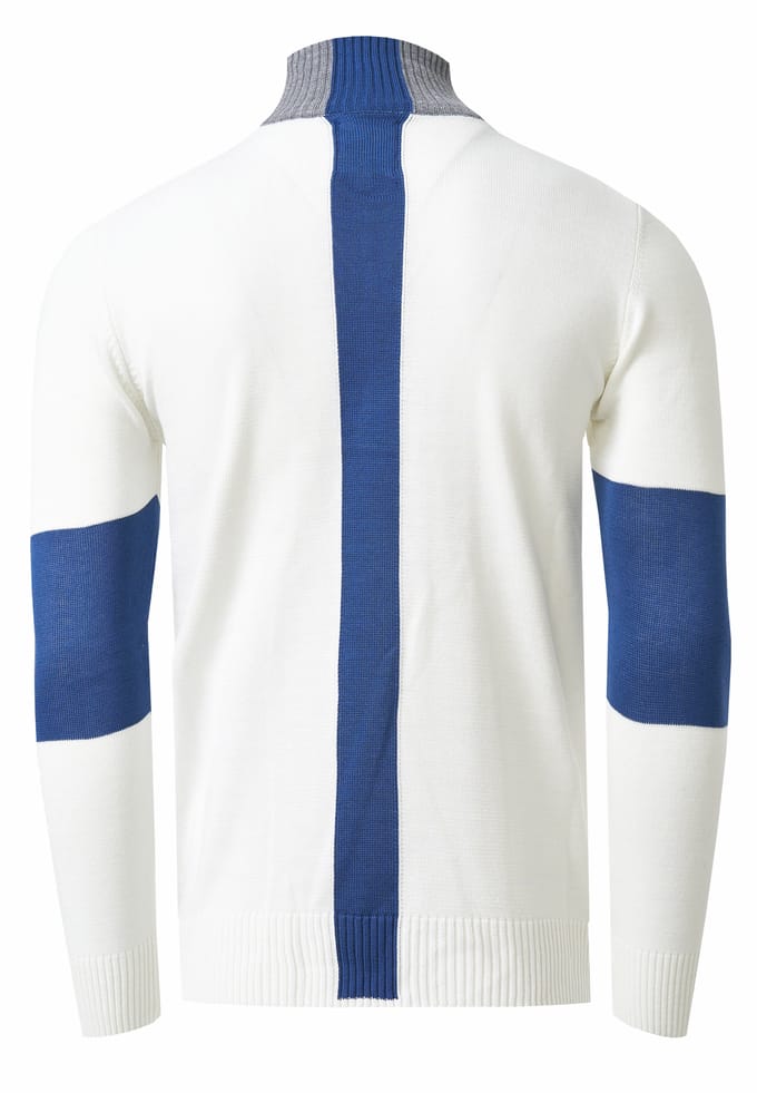 Fijn gebreide trui in colorblock-stijl met opstaande kraag