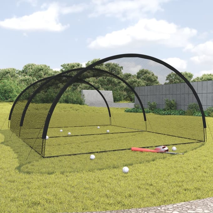 vidaXL - Slagkooi - honkbal - 600x400x250 - cm - polyester - zwart