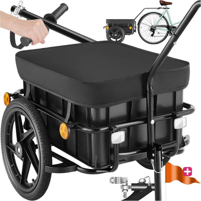 2-in-1 Fietskar en Bagagekar | Robuuste Transportwagen tot 50kg