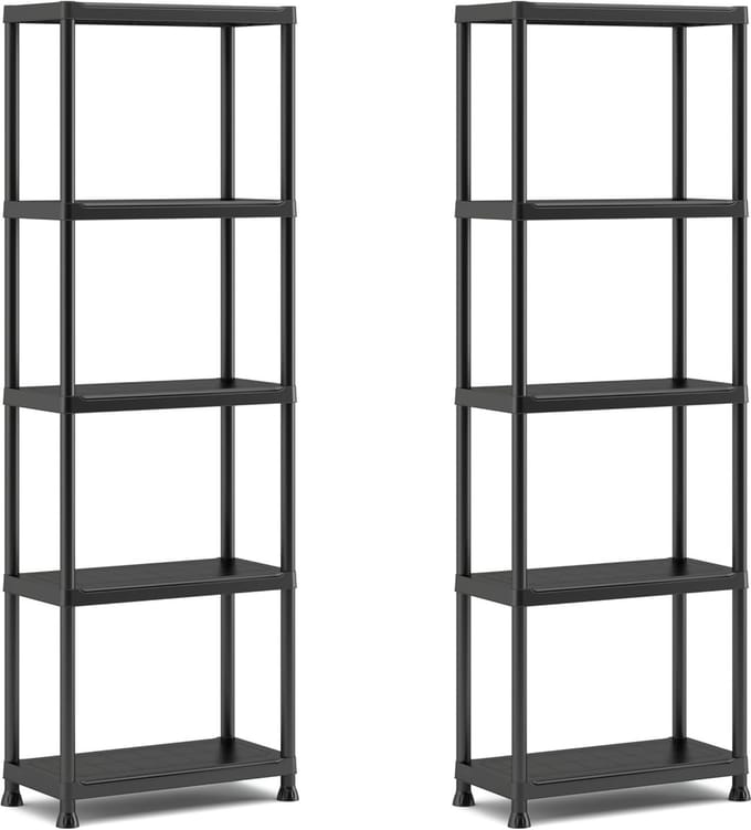 Keter Stellingkast Plus 60/5 - set van 2 - Opbergrek met 5 planken - 60x30x174cm - Zwart