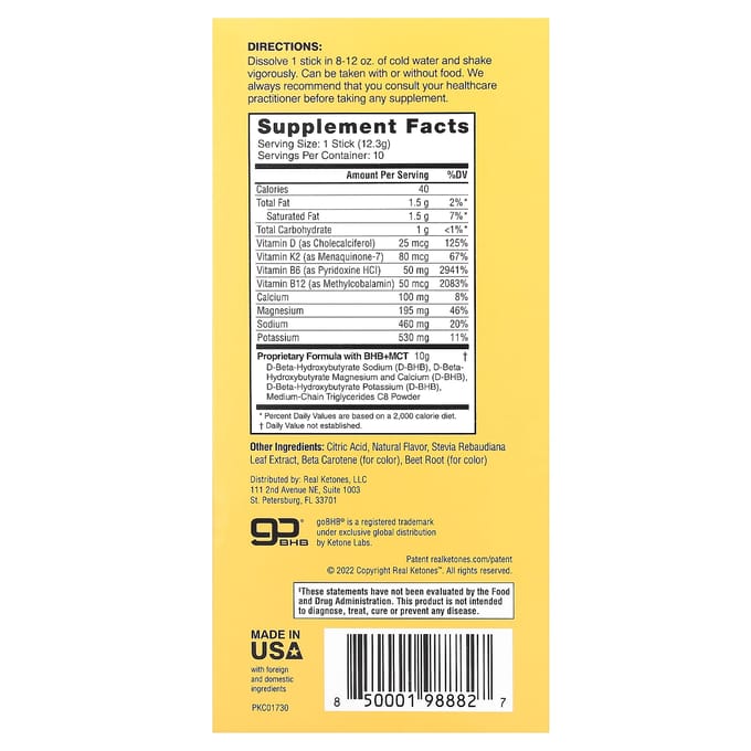 Cétones Réels, Elevate, Orange, 10 sachets, 0.43 oz (12.3 g) chaque