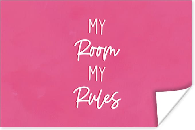 Poster Kinderen - Quotes - Tiener - My room my rules - 90x60 cm