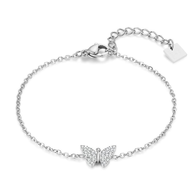 Twice As Nice Armband in edelstaal, vlinder 16cm+3cm