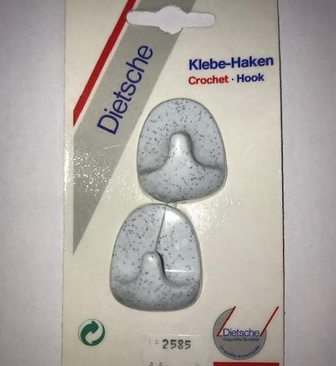Universele handdoekhaken zelfklevend (setje van 2) wit gespikkeld