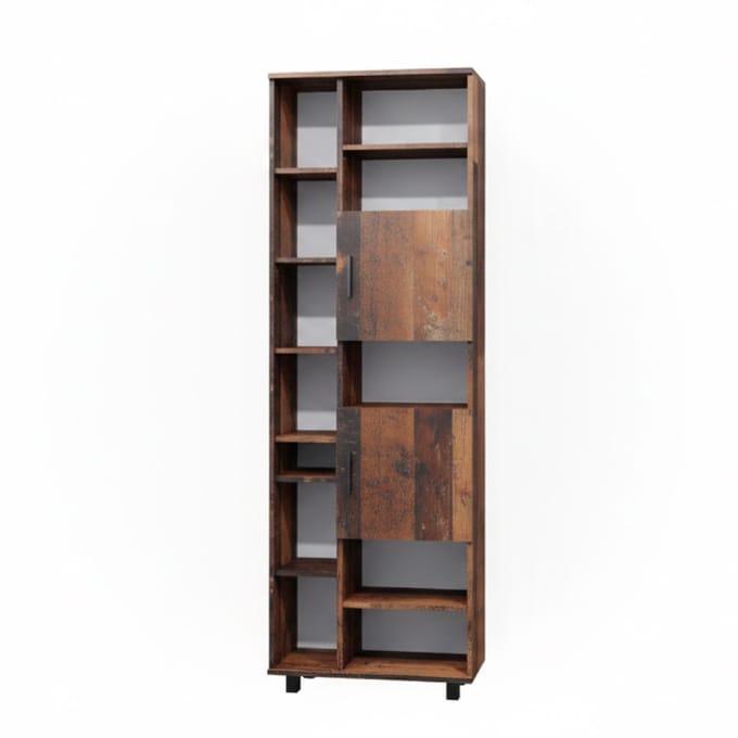 Vicco Ilias Badkamerkast – 60 x 190 cm met deuren en open vakken Eiken rustiek