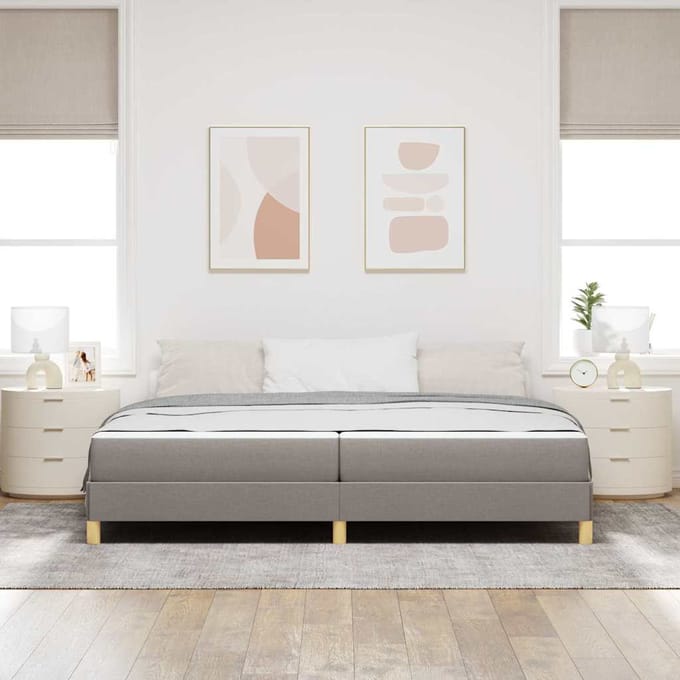 vidaXL - Boxspring - bed - Taupe - 200 - x - 200 - cm - Stof