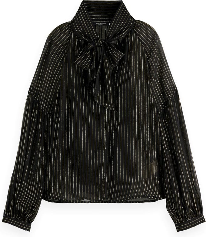 Scotch & Soda LUREX TOP WITH BOW NECK Dames Blouse - Maat 38