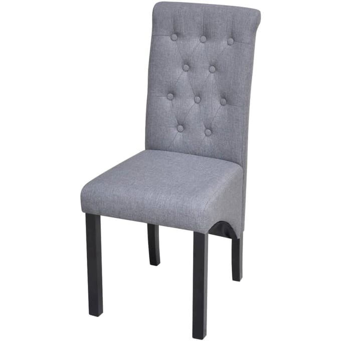 vidaXL - Eetkamerstoelen - 6 - st - stof - lichtgrijs