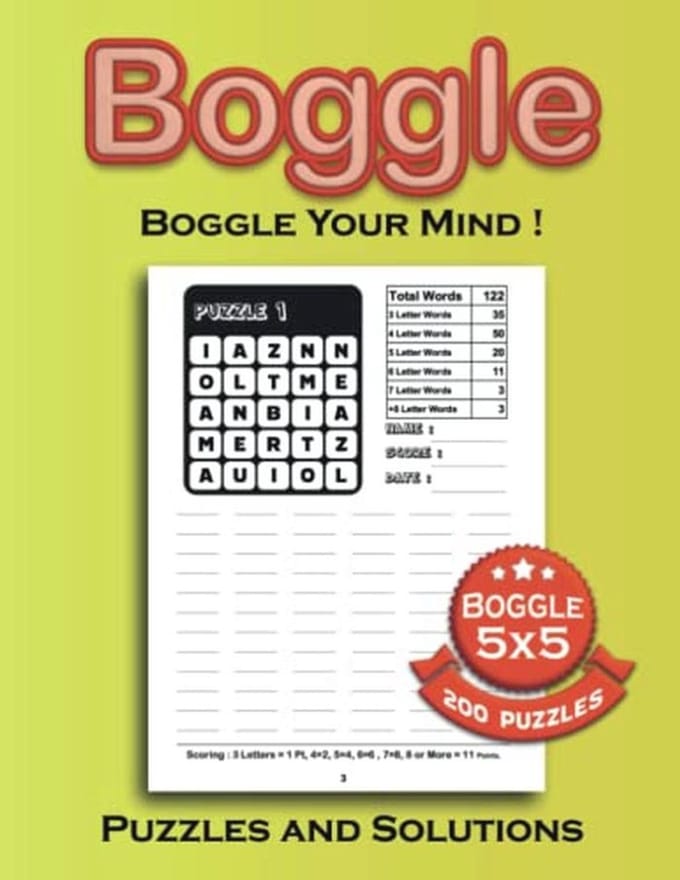 Boggle Puzzelboek 5x5 met 200 Unieke Puzzels