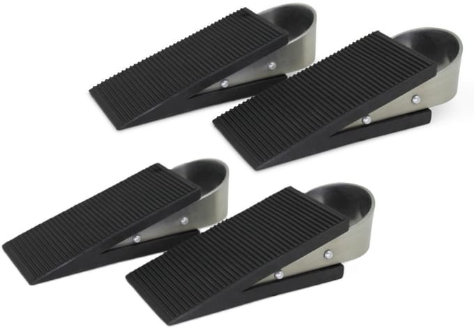 Benson Deurstopwiggen - 4x - zwart - rubber - 13x5x3 cm - deurstopper
