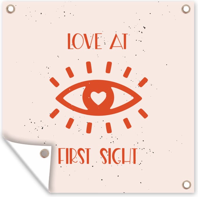 Tuindoek Quotes - Love at first sight - Liefde - Spreuken - 100x100 cm