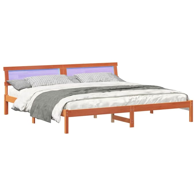 vidaXL - Bedframe - Wasbruin - 180 - x - 200 - cm - Massief - grenenhout