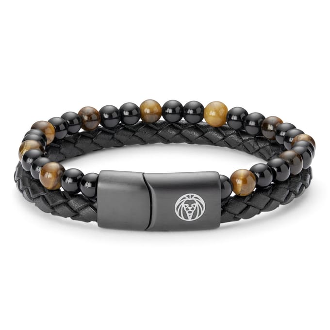 Icon | Armband van Geel Tijgeroog & Leer