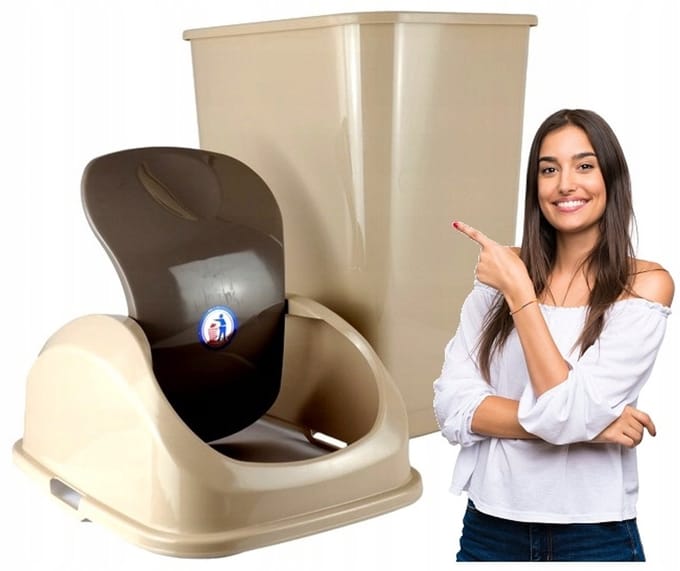 Merkloos Beige Afvalbak 5L - Smal, Ideaal voor Badkamer & Kantoor