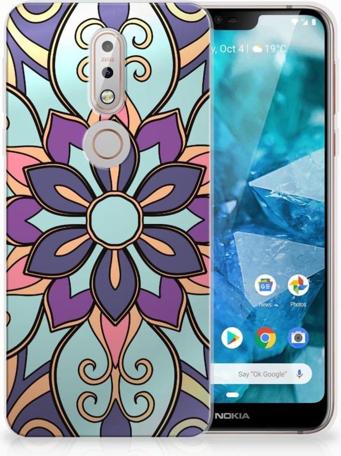 Nokia 7.1 TPU Case Purple Flower