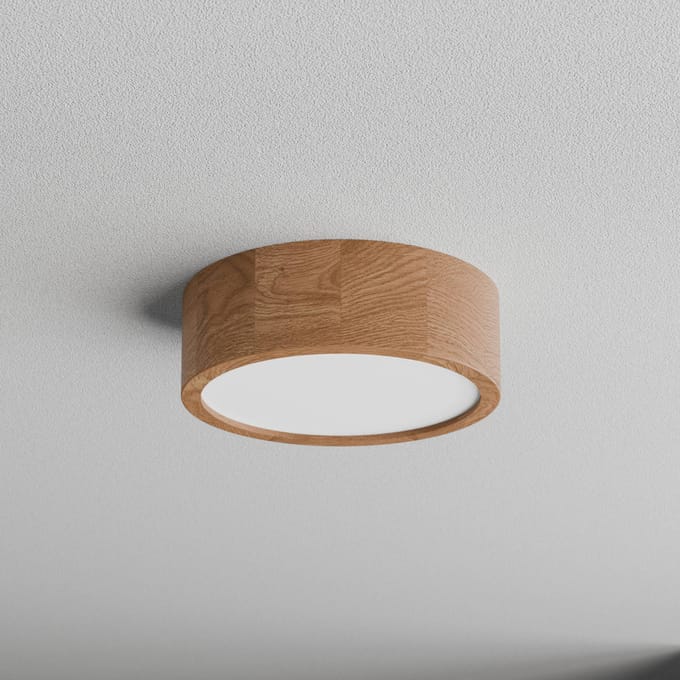 TEMAR LIGHTING Plafondlamp Cleo DR275, IP20, sensor, Ø 28 cm, eikenhout