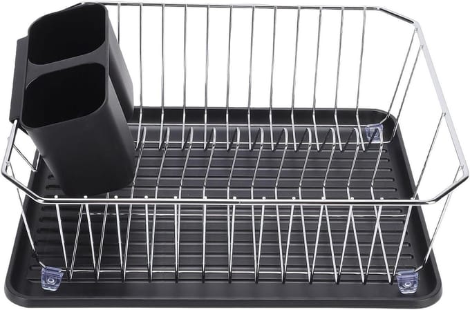 Schoteldroogrek - Afdruiprek Keuken - Efficiënt Drogen - Stevige IJzerconstructie - 37D x 32W x 14H cm - Zilver