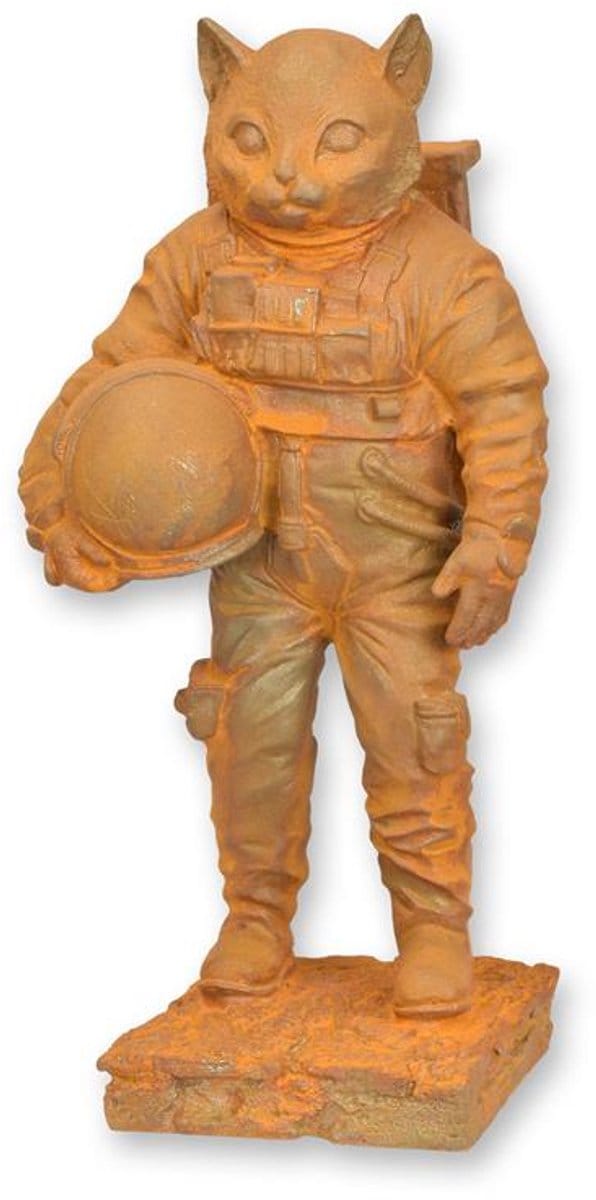 Beeldje - Astrocat - roestig gietijzer - 36,7 cm hoog