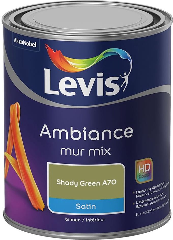 Levis - Ambiance Mur Satin Mix - Shady Green A70 - Mengverf - 1 L