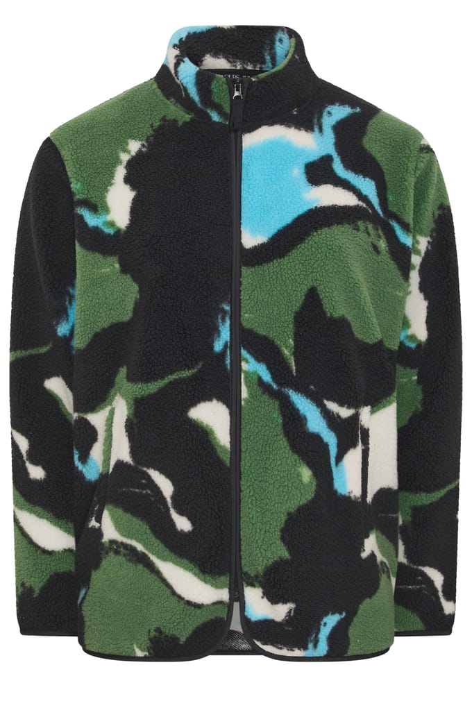 Yours Zwarte Fleece Met Marmerprint En Ritssluiting Size 42
