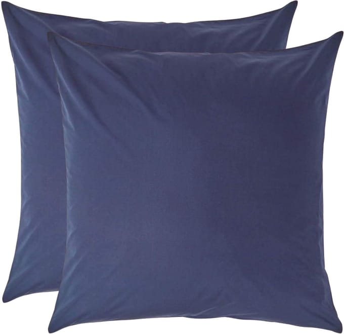 Homescapes Kussensloop 80x80 cm Set van 2 – Marineblauw – 100% Egyptisch Perkal Katoen – 200 TC