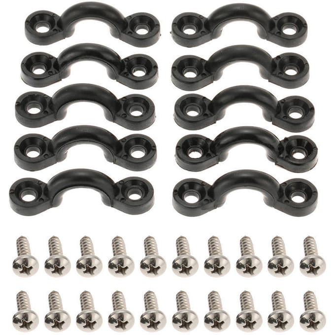 10 stks Nylon Bungee Dek Loops Tie Down Pad Eye met 20 Schroeven voor Boot Kajak Dek Rigging Kit black