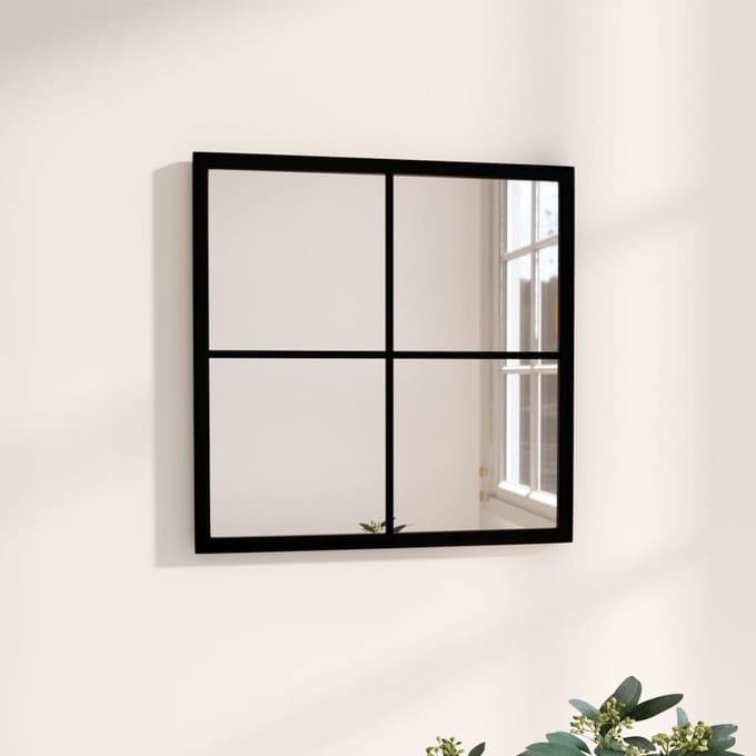vidaXL - Wandspiegel - 40x40 - cm - metaal - zwart