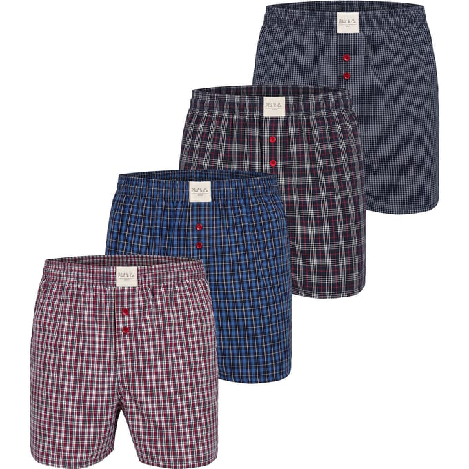 Phil & Co Heren Wijde Boxershorts Mulitpack 4-Pack Geruit - Maat 3XL