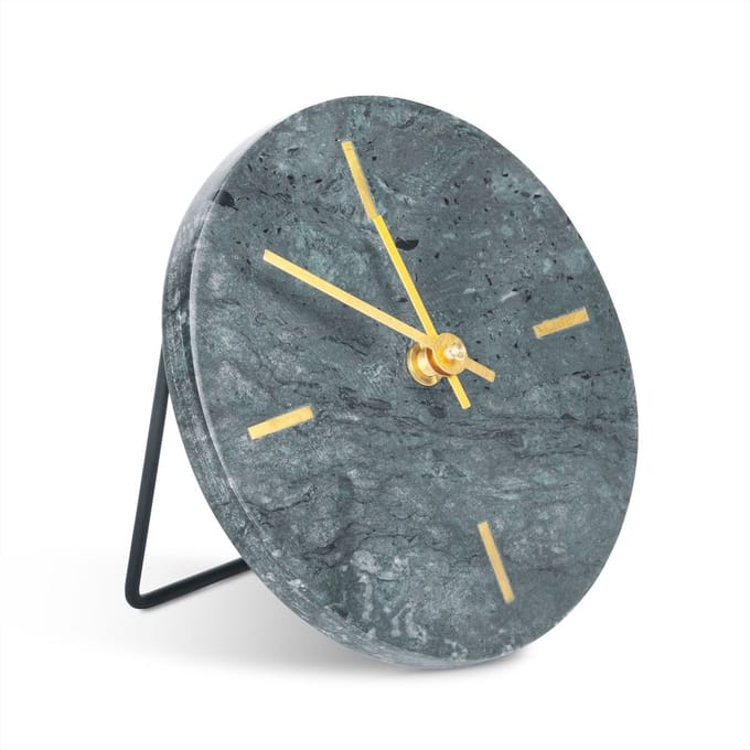 Large Green Marble Table Clock