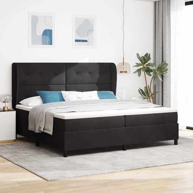 vidaXL - Boxspring - bed - met - hoofdeinde - Zwart - 200 - x - 200 - cm - Fluweel