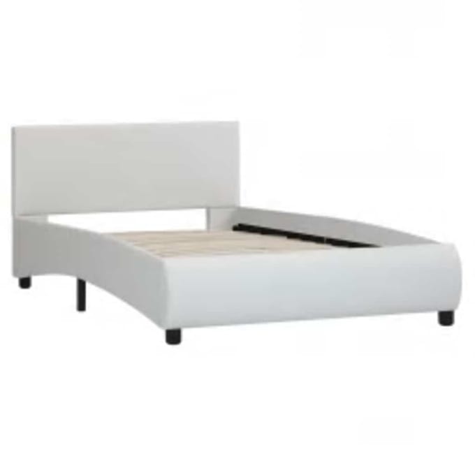vidaXL - Bedframe - met - LED - kunstleer - wit - 90x200 - cm
