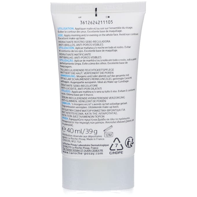 La Roche-Posay Effaclar Mat Sebum Regulerend & Hydraterende Gezichtsverzorging 40ml