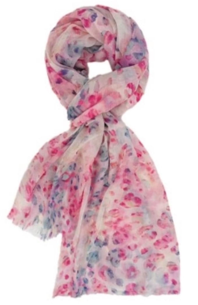 Lange Dunne Sjaal - Print - (21221#) - Roze
