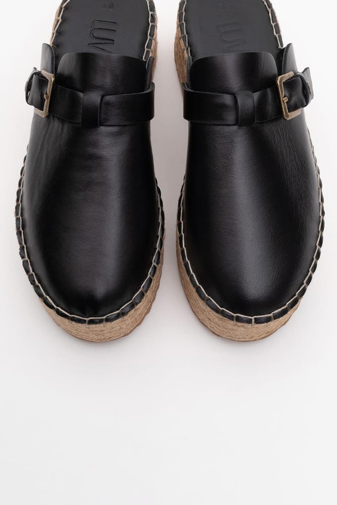 Novas Leren Platform Espadrille Muil (Dames)