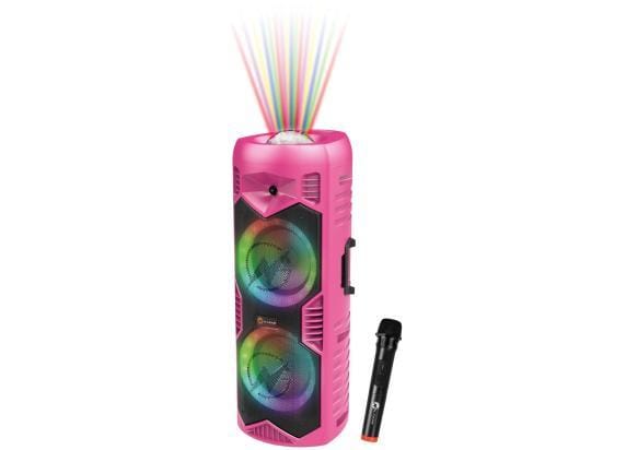 N-GEAR LGP5150 - Bluetooth Speaker - Karaoke Set met Microfoon - Party Box met RGD LED Licht - Knal Roze