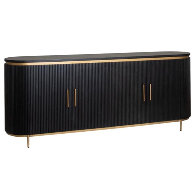 Tower Living Dressoir Rivello mangohout 210x45x85 cm - Zwart & Brass