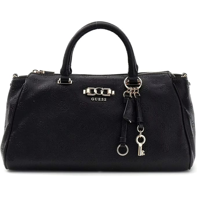 GUESS handtas schoudertas Anise Box Satchel Black Logo zwart