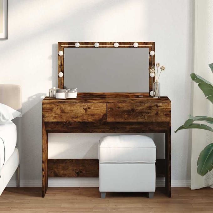vidaXL - Kaptafel - met - LED - 100x40x120 - cm - gerookt - eikenkleurig