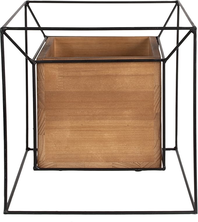 Clayre & Eef Plantenstandaard 26x26x26cm Zwart IJzer