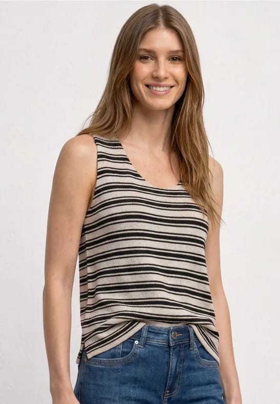 Top met ronde hals in gebreide look