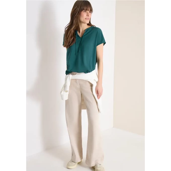 Blouse met korte mouwen en structuurmix