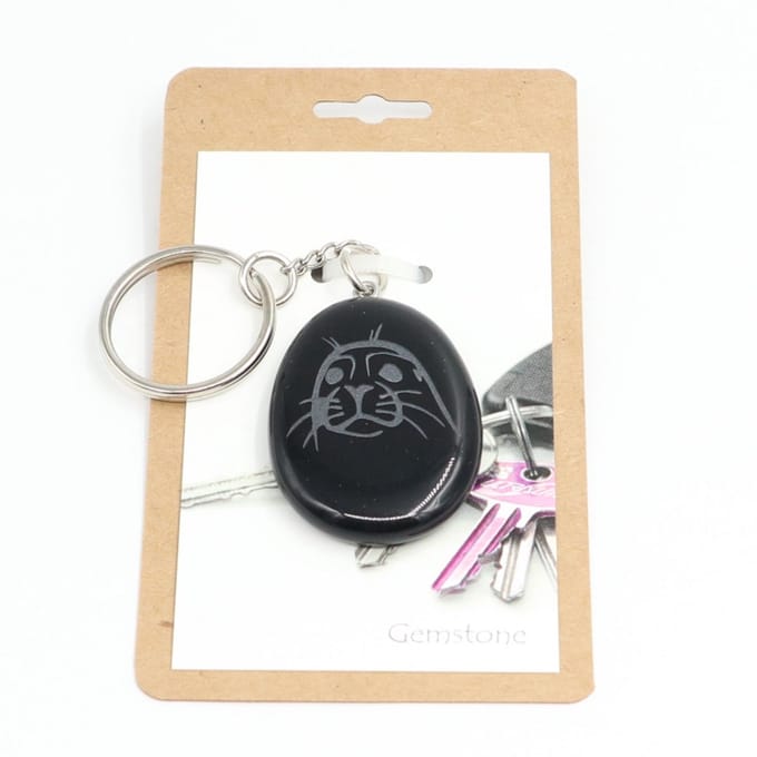 Keychain Zeehondenkop zwart