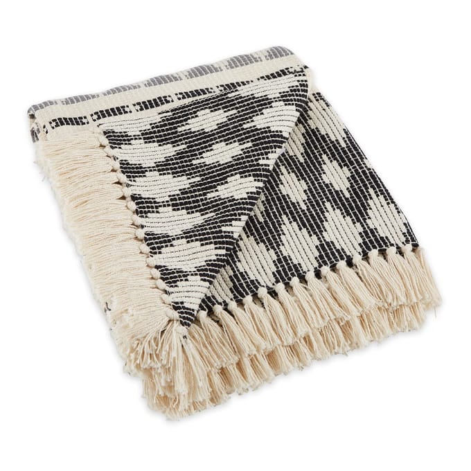California Casual, Colby Southwest Woven Throw, Black & Gray, 50x60