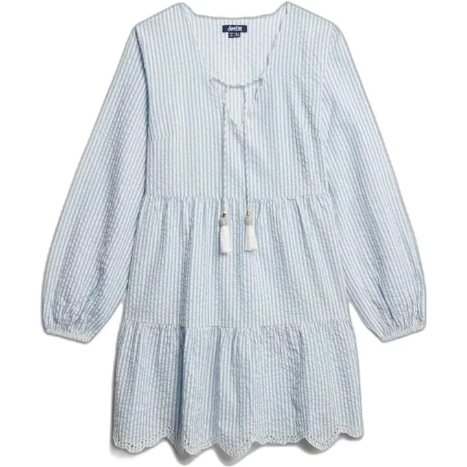 Superdry - Gelaagde mini-jurk van broderiekant - Dames - Jurken