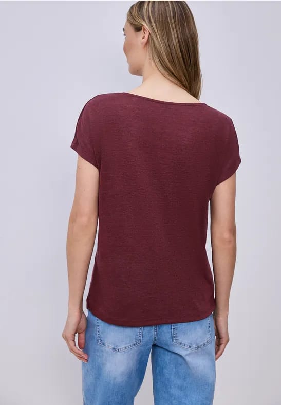 Shirt met overhangende schouders in linnenlook