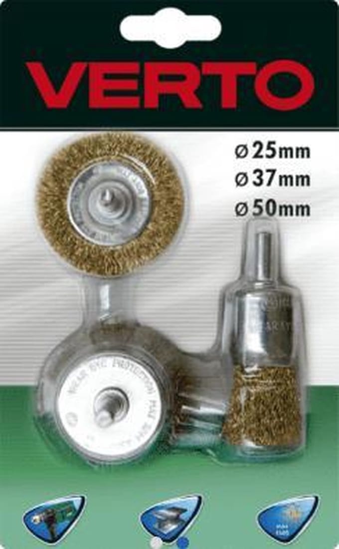 VERTO Serie - Drukborstels Set - Voor Wiertels - 3 Stuks